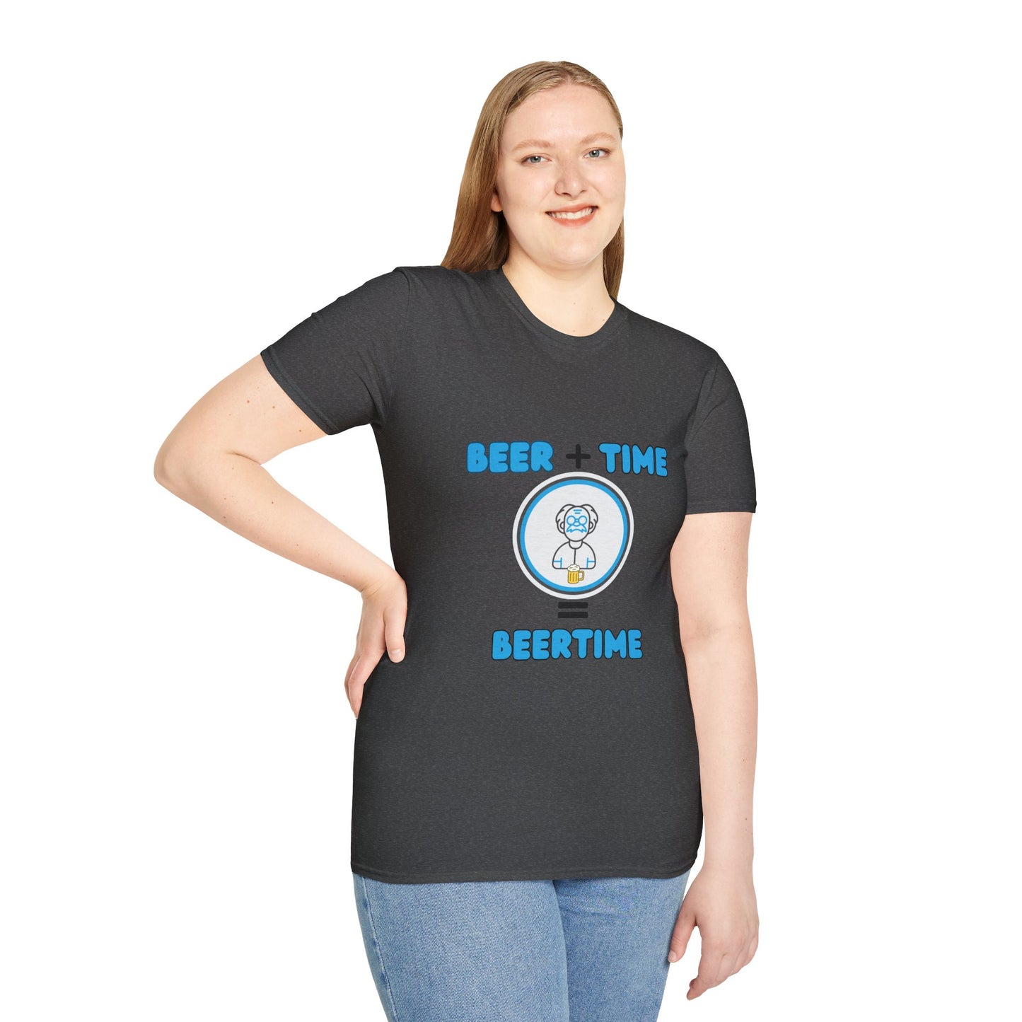 Beer Plus Time Equals Beertime Unisex T-Shirt, Fun Casual Tee, Gift for Beer Lovers, Perfect for Parties, Summer Barbecues, Comfortable Everyday Wear