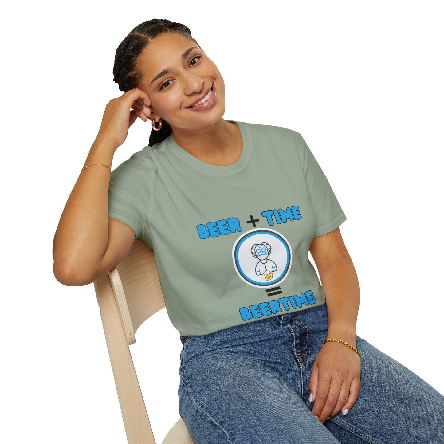 Beer Plus Time Equals Beertime Unisex T-Shirt, Fun Casual Tee, Gift for Beer Lovers, Perfect for Parties, Summer Barbecues, Comfortable Everyday Wear