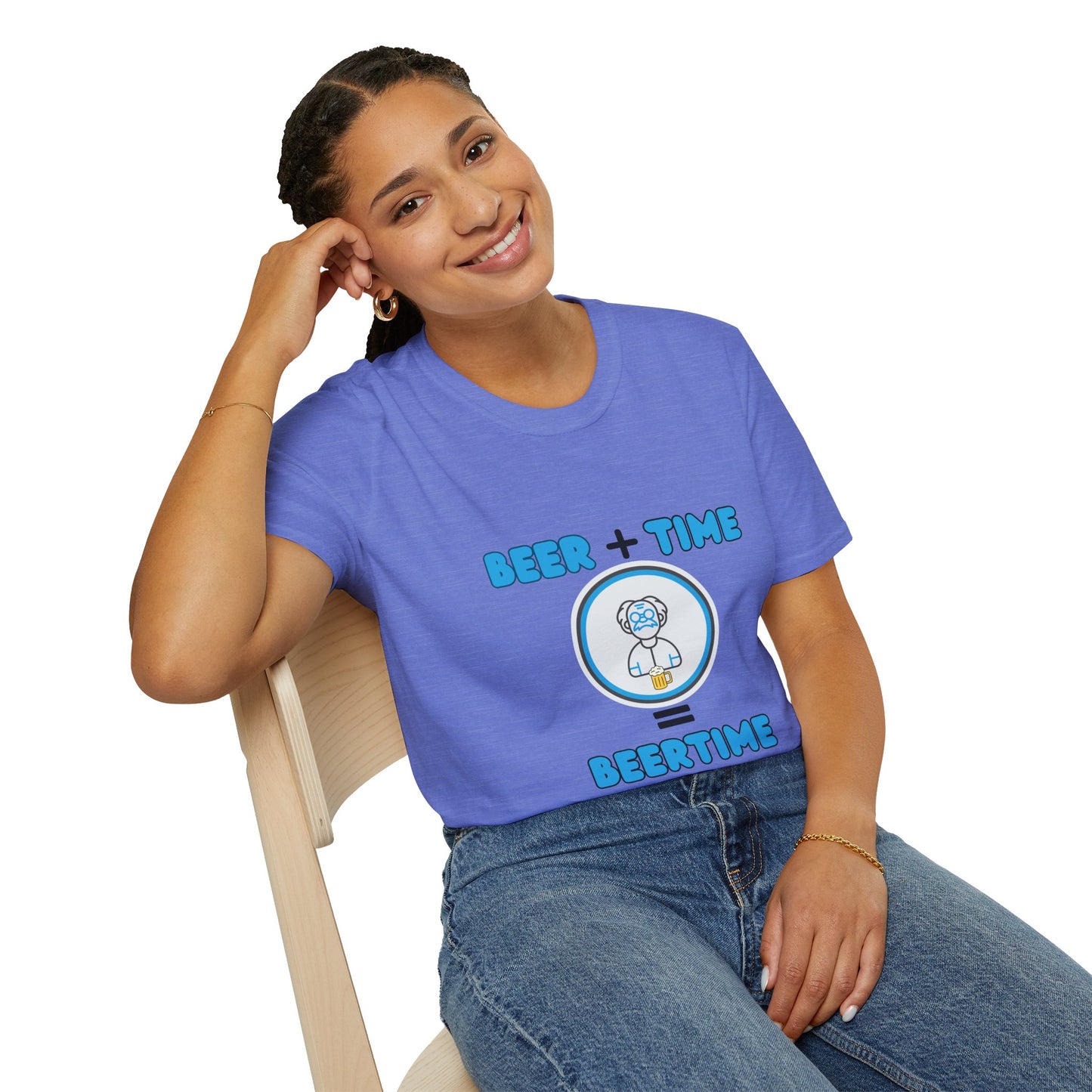 Beer Plus Time Equals Beertime Unisex T-Shirt, Fun Casual Tee, Gift for Beer Lovers, Perfect for Parties, Summer Barbecues, Comfortable Everyday Wear