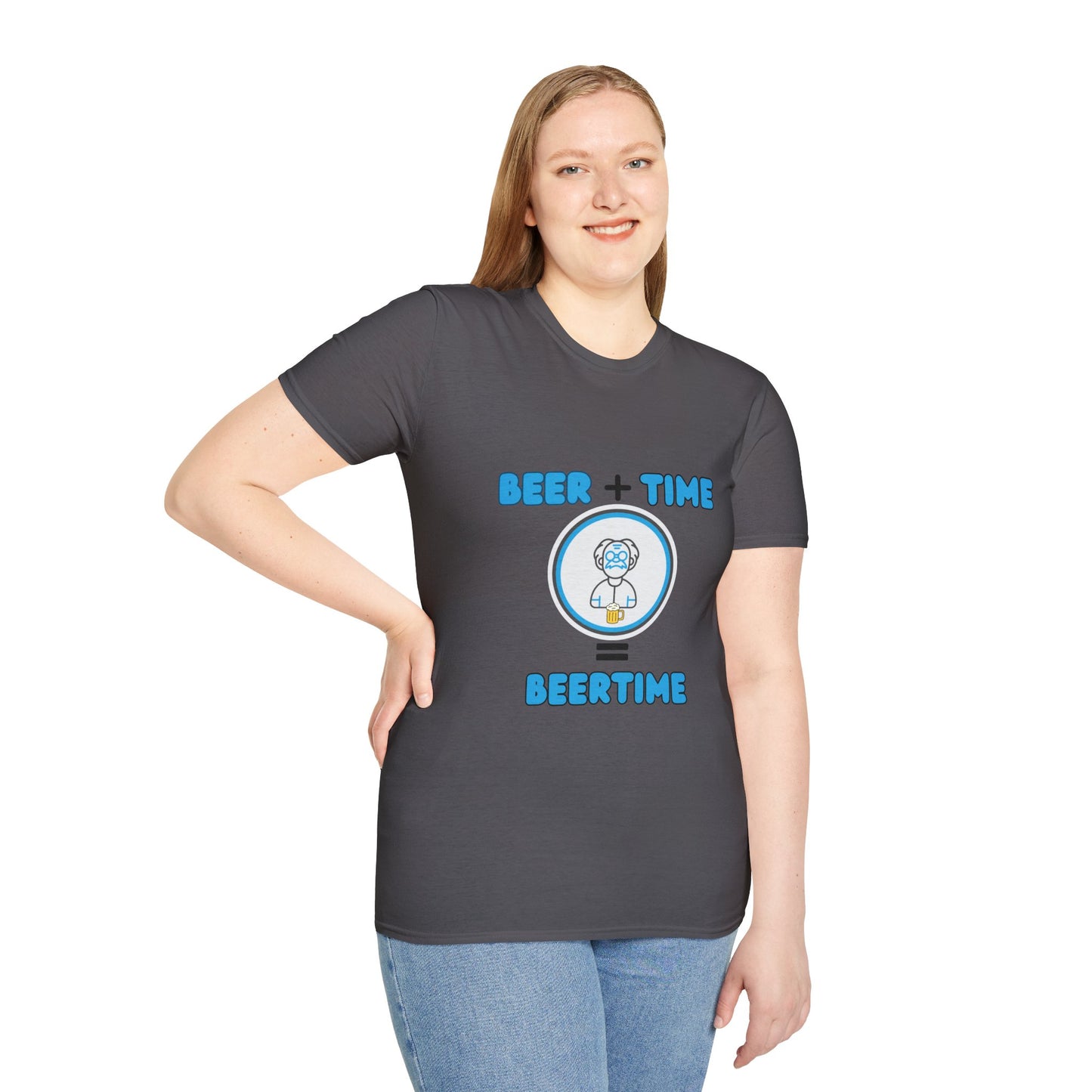 Beer Plus Time Equals Beertime Unisex T-Shirt, Fun Casual Tee, Gift for Beer Lovers, Perfect for Parties, Summer Barbecues, Comfortable Everyday Wear