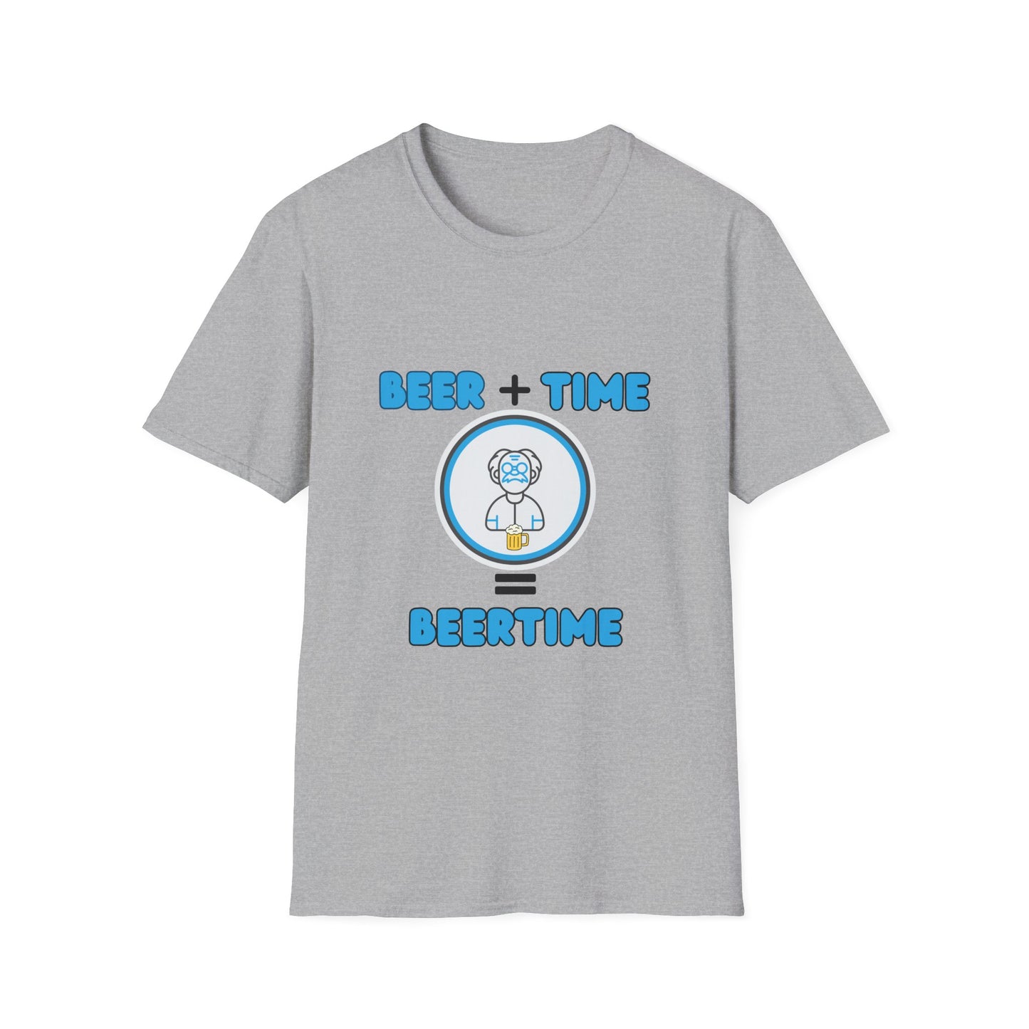 Beer Plus Time Equals Beertime Unisex T-Shirt, Fun Casual Tee, Gift for Beer Lovers, Perfect for Parties, Summer Barbecues, Comfortable Everyday Wear