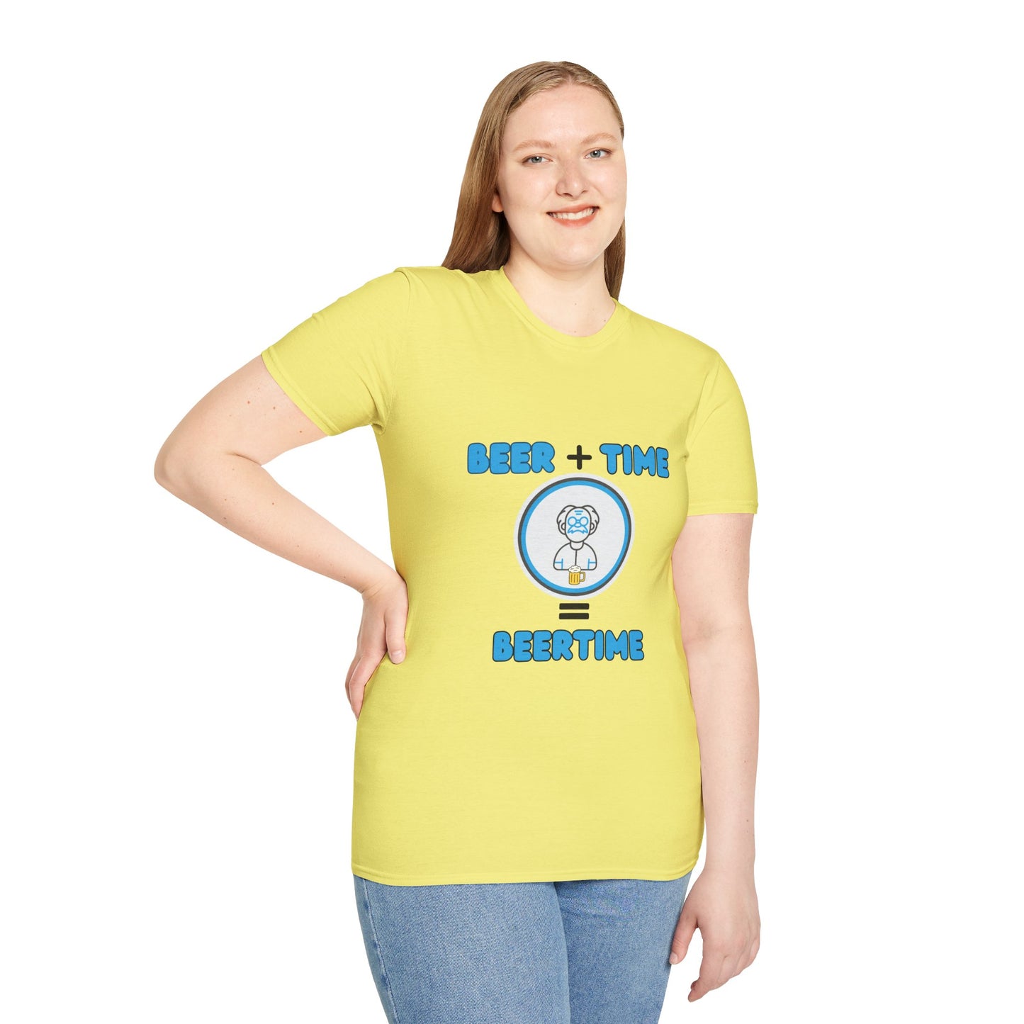 Beer Plus Time Equals Beertime Unisex T-Shirt, Fun Casual Tee, Gift for Beer Lovers, Perfect for Parties, Summer Barbecues, Comfortable Everyday Wear