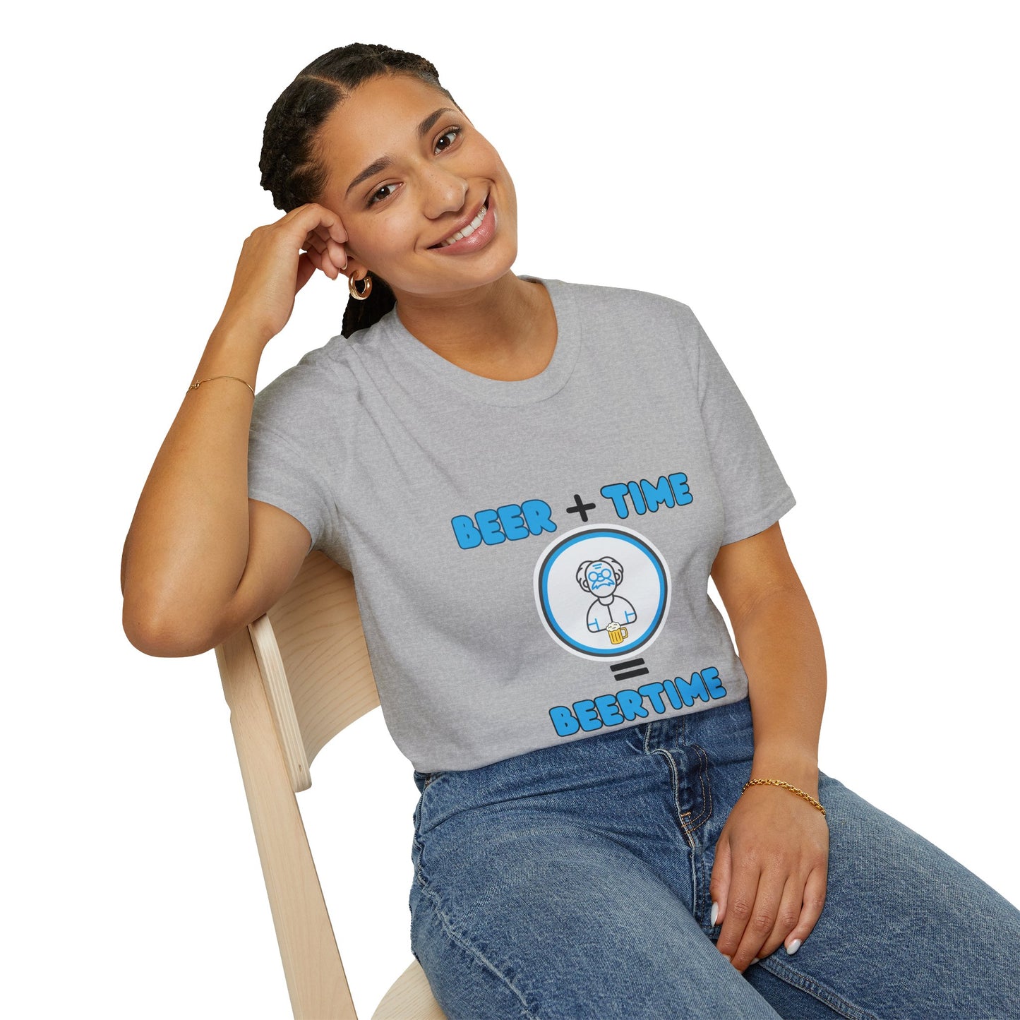 Beer Plus Time Equals Beertime Unisex T-Shirt, Fun Casual Tee, Gift for Beer Lovers, Perfect for Parties, Summer Barbecues, Comfortable Everyday Wear