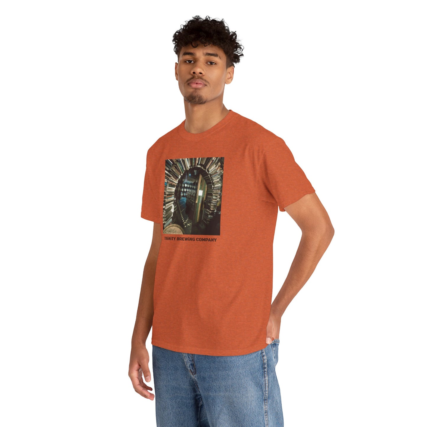 TRiNiTY Book Arch (Red Logo on Back) - Unisex Heavy Cotton Tee