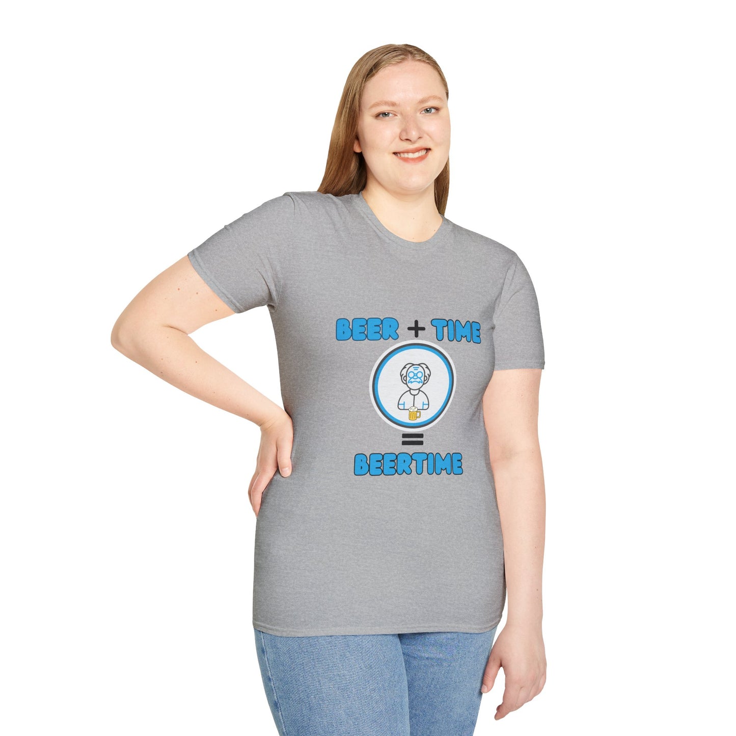 Beer Plus Time Equals Beertime Unisex T-Shirt, Fun Casual Tee, Gift for Beer Lovers, Perfect for Parties, Summer Barbecues, Comfortable Everyday Wear