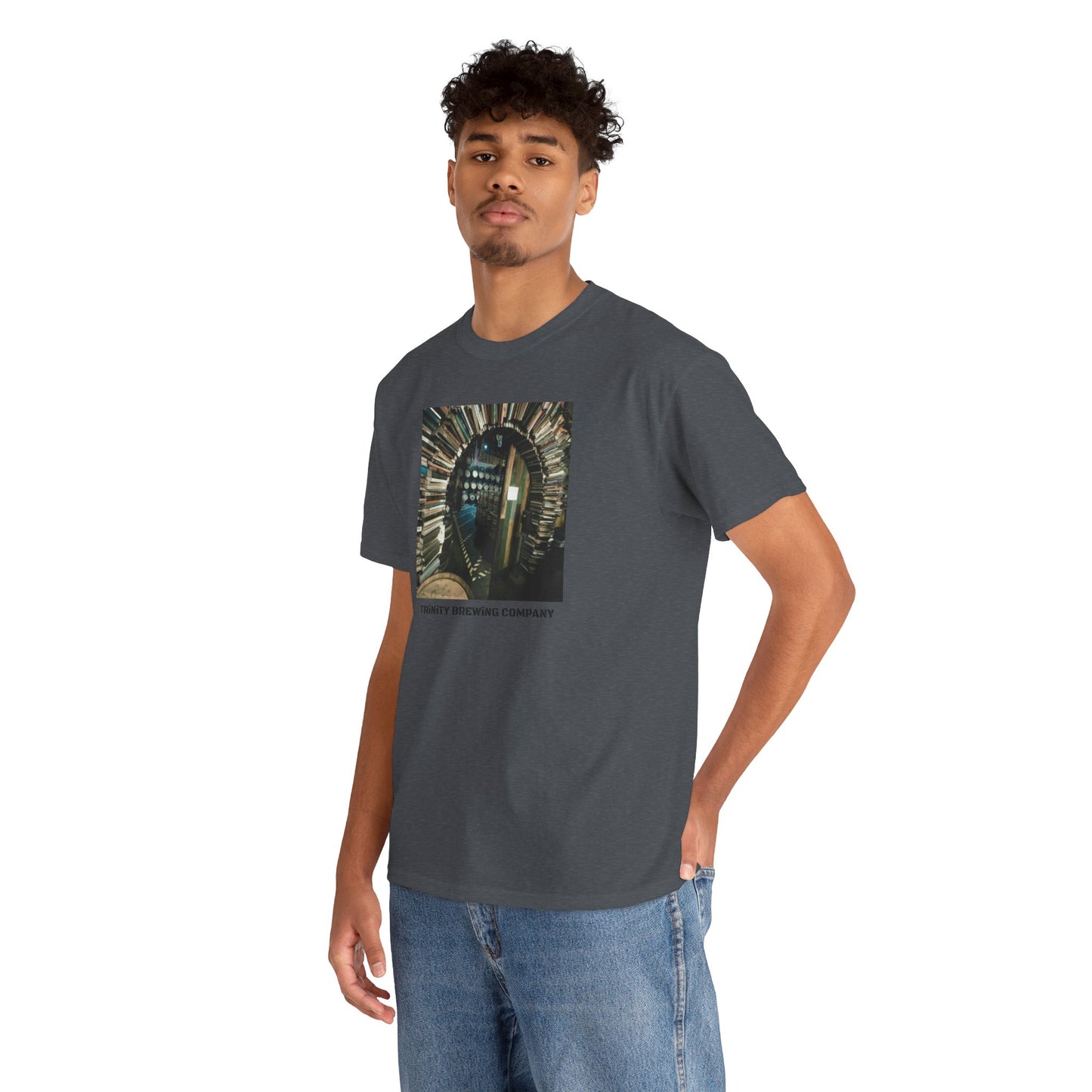 TRiNiTY Book Arch (Red Logo on Back) - Unisex Heavy Cotton Tee