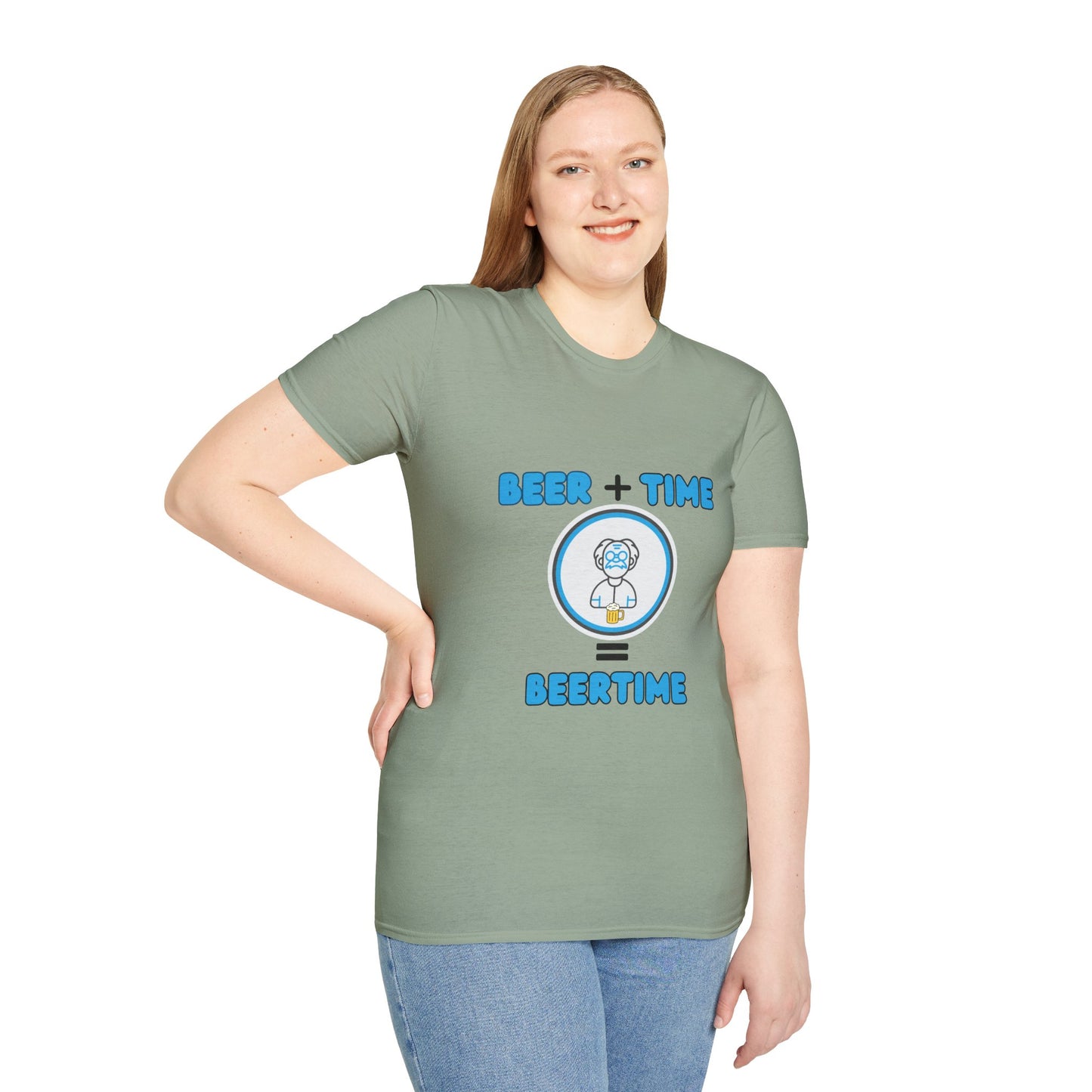 Beer Plus Time Equals Beertime Unisex T-Shirt, Fun Casual Tee, Gift for Beer Lovers, Perfect for Parties, Summer Barbecues, Comfortable Everyday Wear