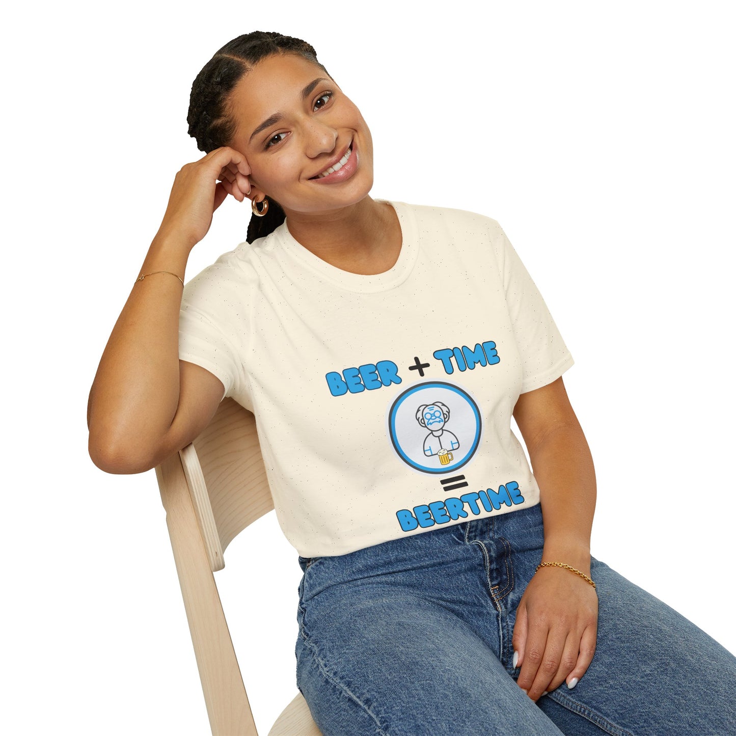 Beer Plus Time Equals Beertime Unisex T-Shirt, Fun Casual Tee, Gift for Beer Lovers, Perfect for Parties, Summer Barbecues, Comfortable Everyday Wear