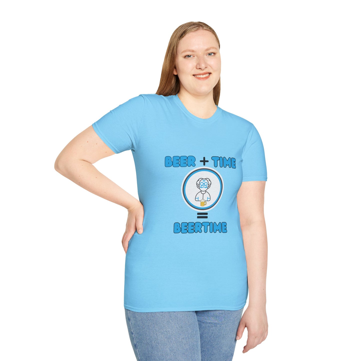 Beer Plus Time Equals Beertime Unisex T-Shirt, Fun Casual Tee, Gift for Beer Lovers, Perfect for Parties, Summer Barbecues, Comfortable Everyday Wear