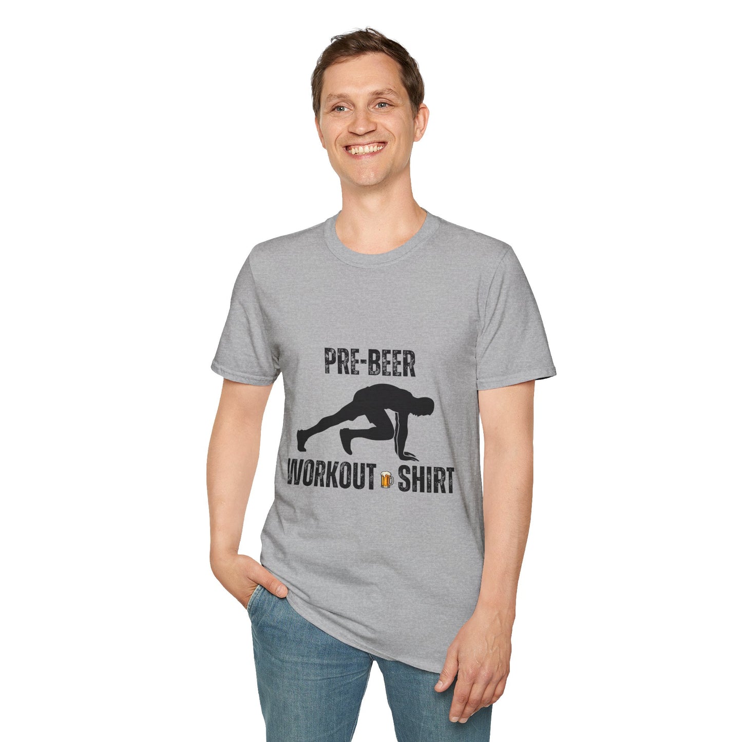 Pre-Beer Workout T-Shirt, Fun Fitness Tee, Unisex Athletic Shirt, Workout Clothing, Beer Lover's Gift, Gym Apparel