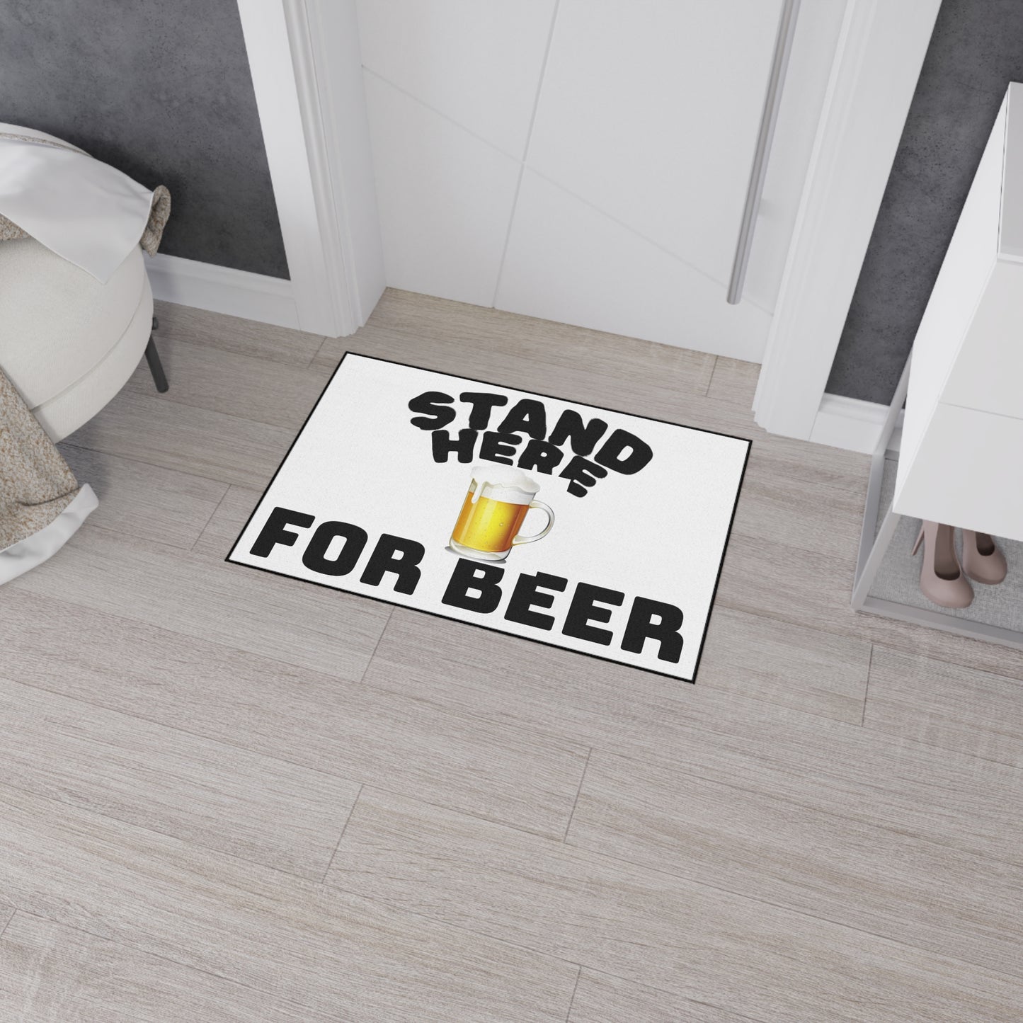 Funny Bar Floor Mat, Stand Here for Beer Mat, Kitchen Rug, Home Bar Decor, Gift for Beer Lovers, Man Cave Accessory