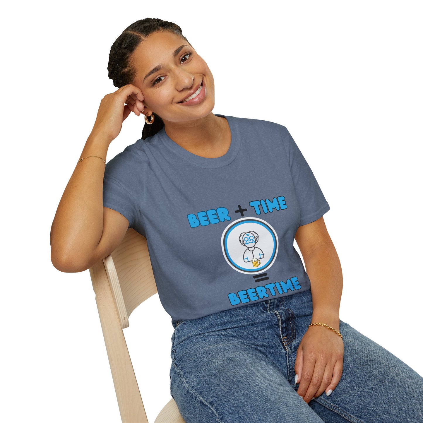 Beer Plus Time Equals Beertime Unisex T-Shirt, Fun Casual Tee, Gift for Beer Lovers, Perfect for Parties, Summer Barbecues, Comfortable Everyday Wear
