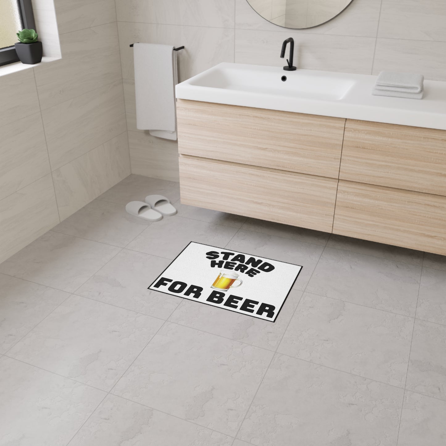 Funny Bar Floor Mat, Stand Here for Beer Mat, Kitchen Rug, Home Bar Decor, Gift for Beer Lovers, Man Cave Accessory