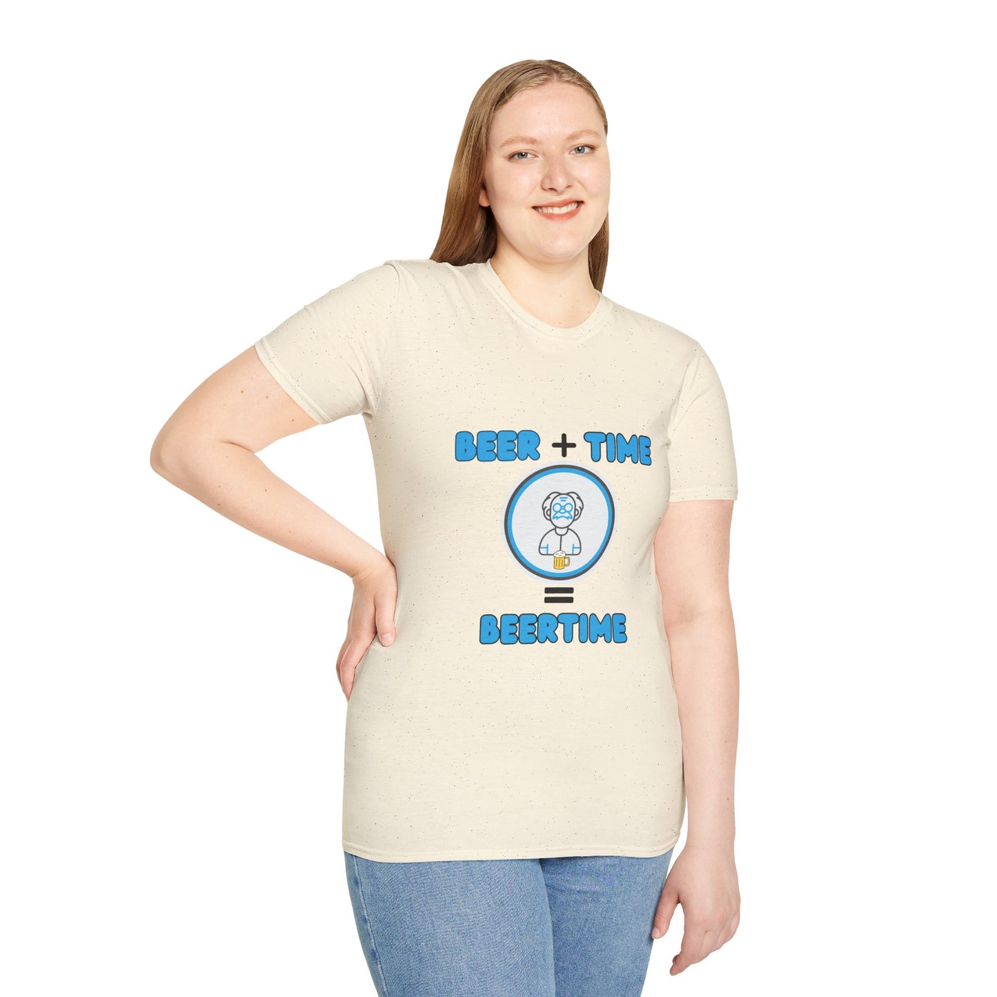 Beer Plus Time Equals Beertime Unisex T-Shirt, Fun Casual Tee, Gift for Beer Lovers, Perfect for Parties, Summer Barbecues, Comfortable Everyday Wear