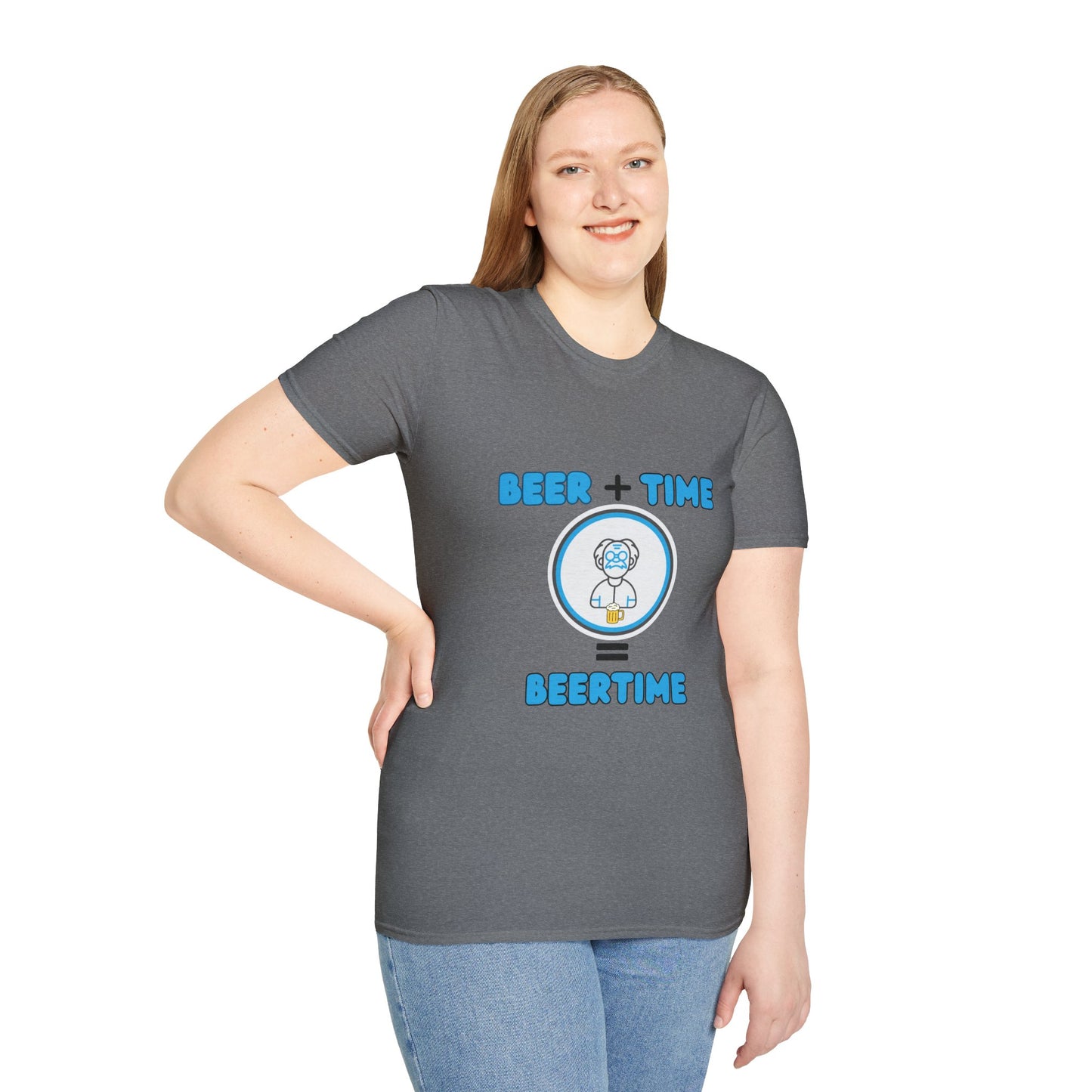 Beer Plus Time Equals Beertime Unisex T-Shirt, Fun Casual Tee, Gift for Beer Lovers, Perfect for Parties, Summer Barbecues, Comfortable Everyday Wear