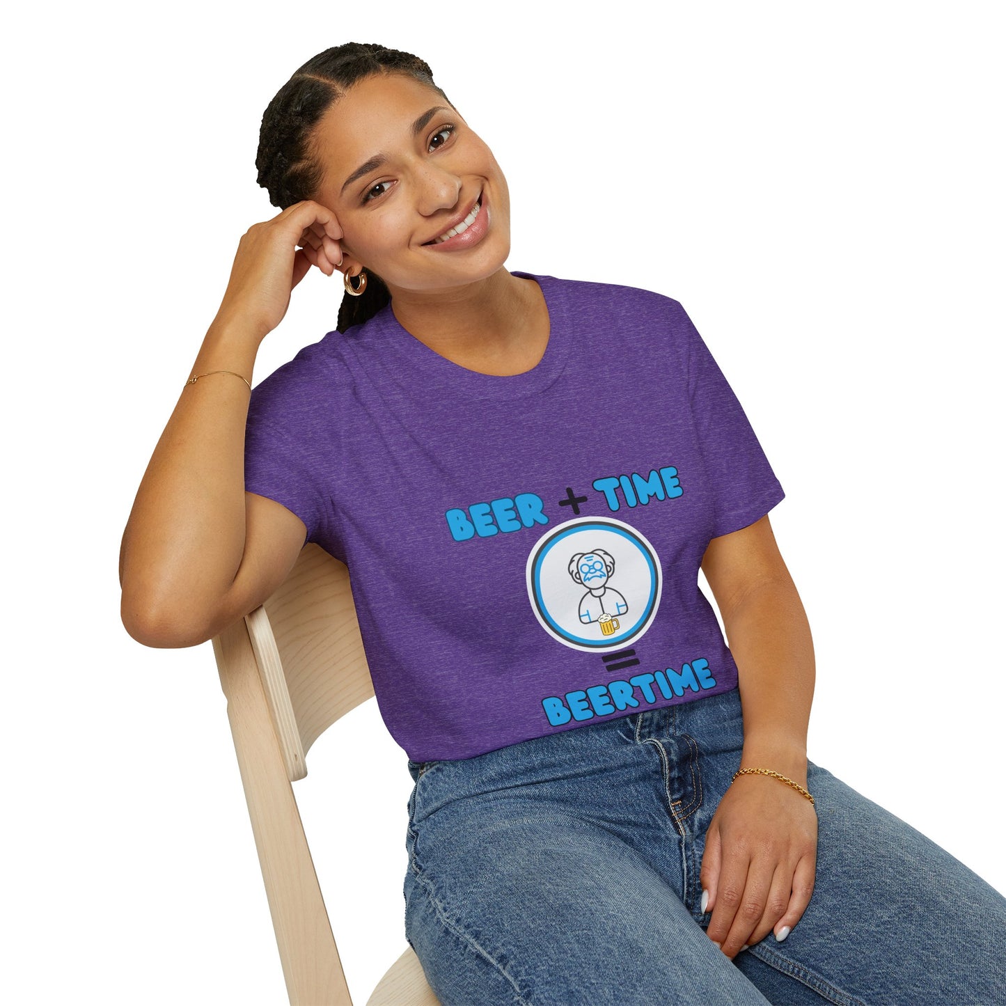 Beer Plus Time Equals Beertime Unisex T-Shirt, Fun Casual Tee, Gift for Beer Lovers, Perfect for Parties, Summer Barbecues, Comfortable Everyday Wear