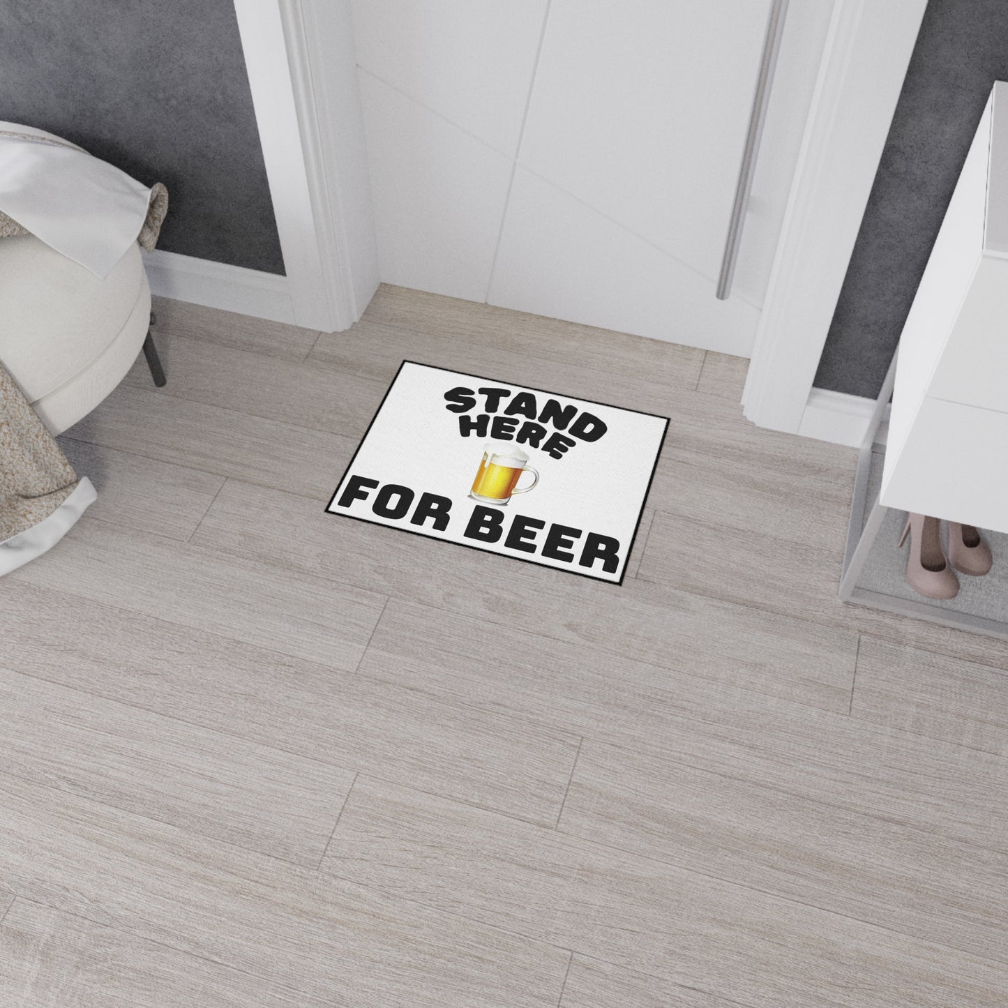 Funny Bar Floor Mat, Stand Here for Beer Mat, Kitchen Rug, Home Bar Decor, Gift for Beer Lovers, Man Cave Accessory