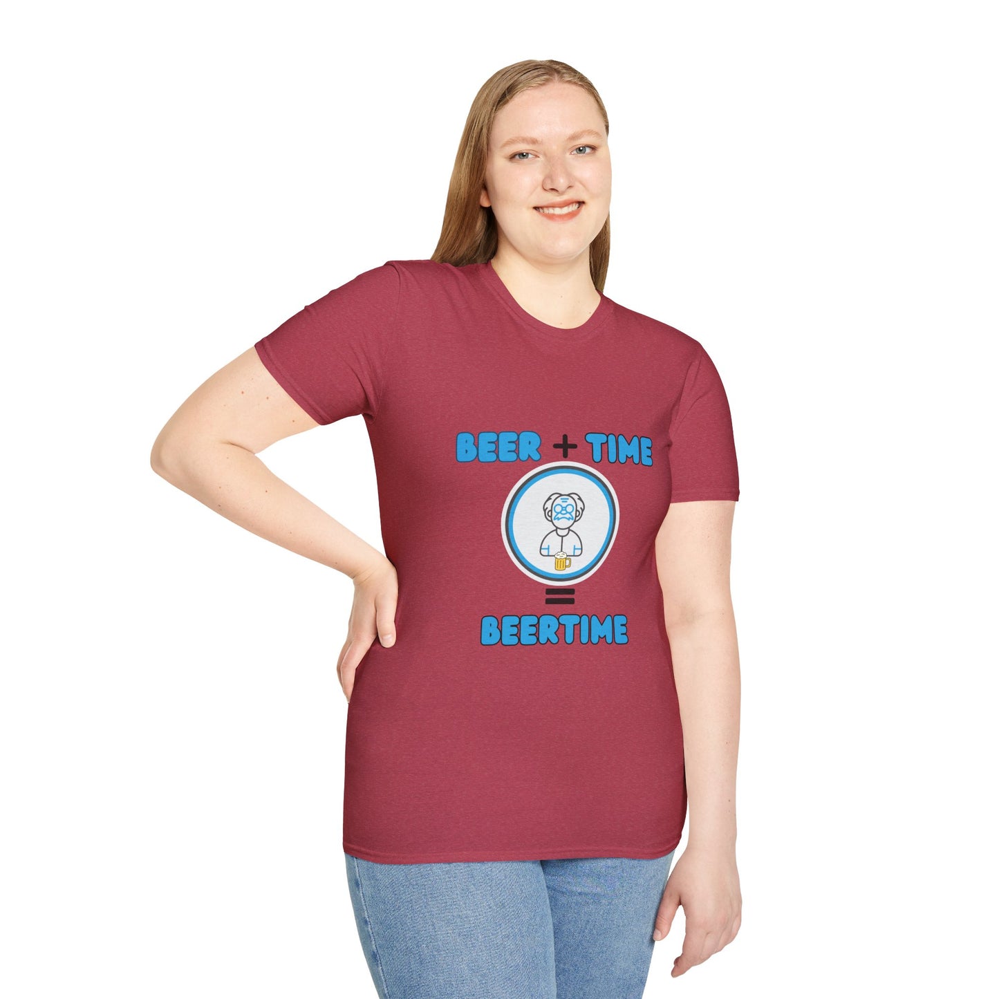 Beer Plus Time Equals Beertime Unisex T-Shirt, Fun Casual Tee, Gift for Beer Lovers, Perfect for Parties, Summer Barbecues, Comfortable Everyday Wear