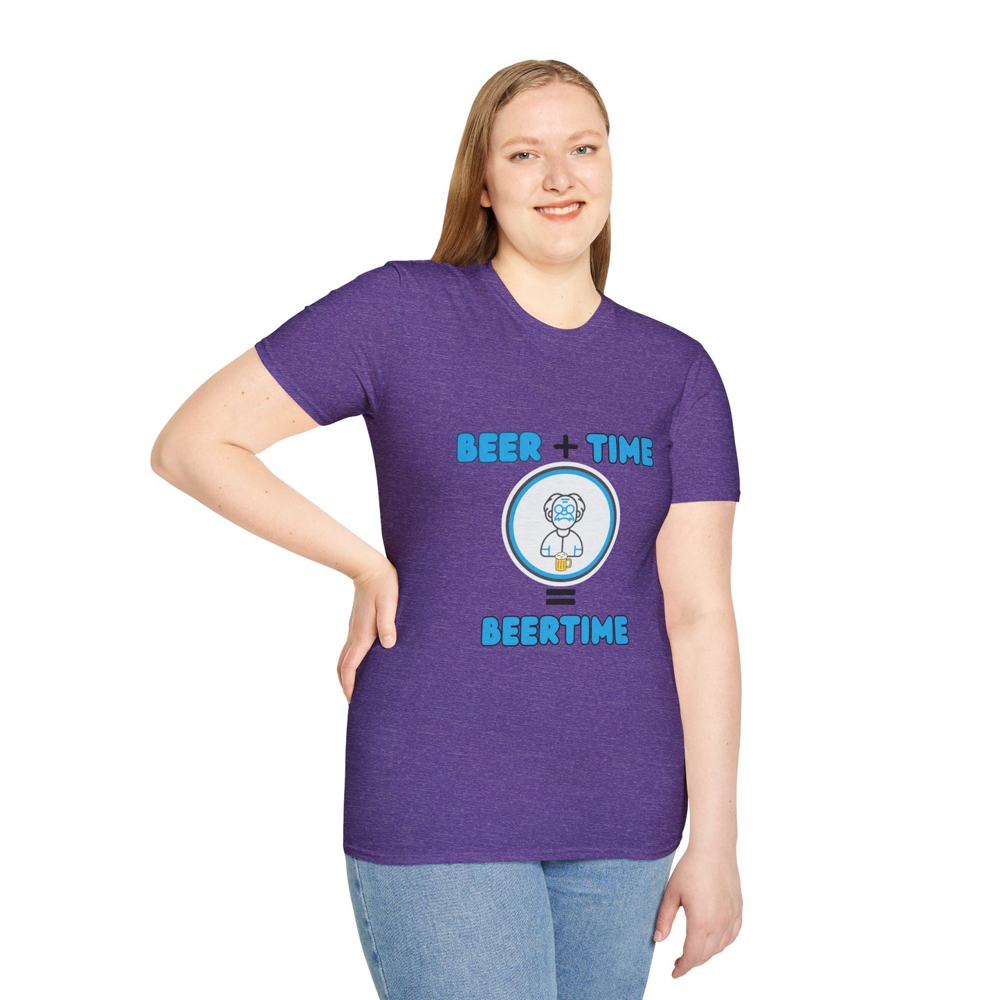 Beer Plus Time Equals Beertime Unisex T-Shirt, Fun Casual Tee, Gift for Beer Lovers, Perfect for Parties, Summer Barbecues, Comfortable Everyday Wear