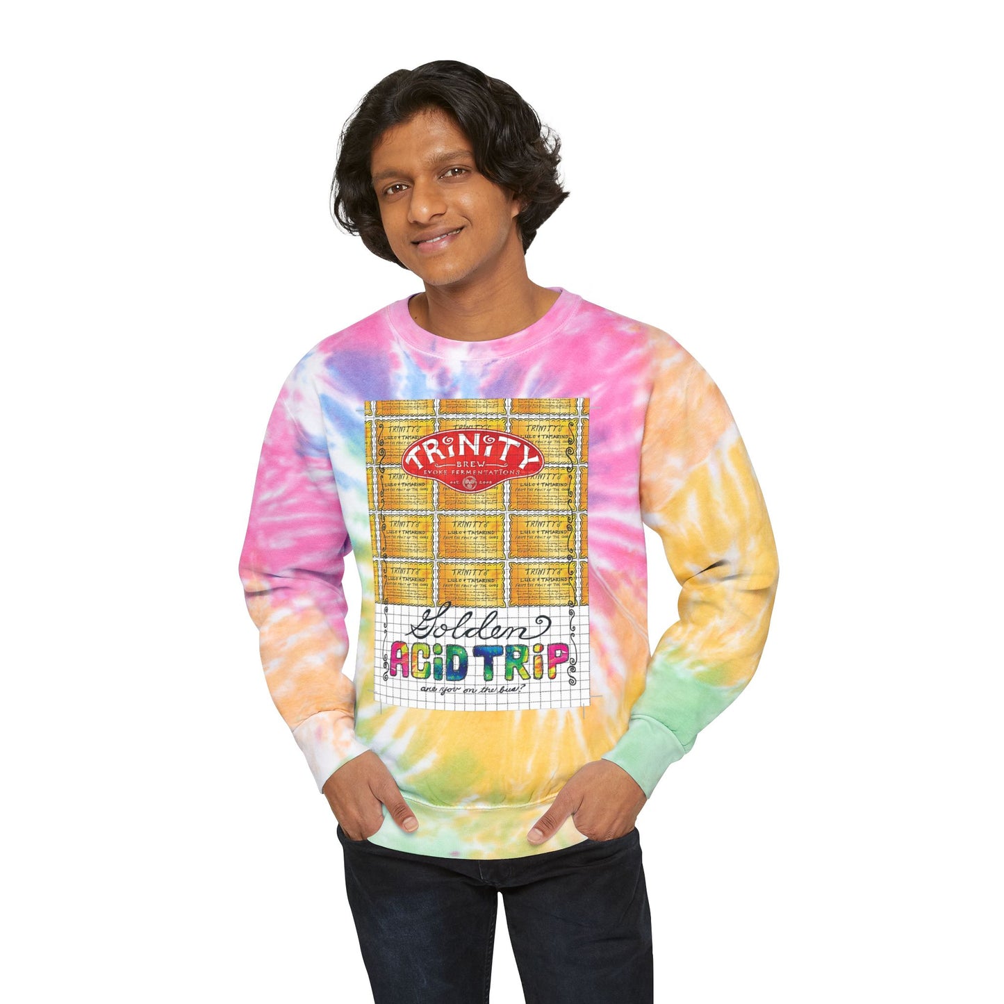 TRiNiTY Sour Series/ Golden Acid Trip - Unisex Tie-Dye Sweatshirt