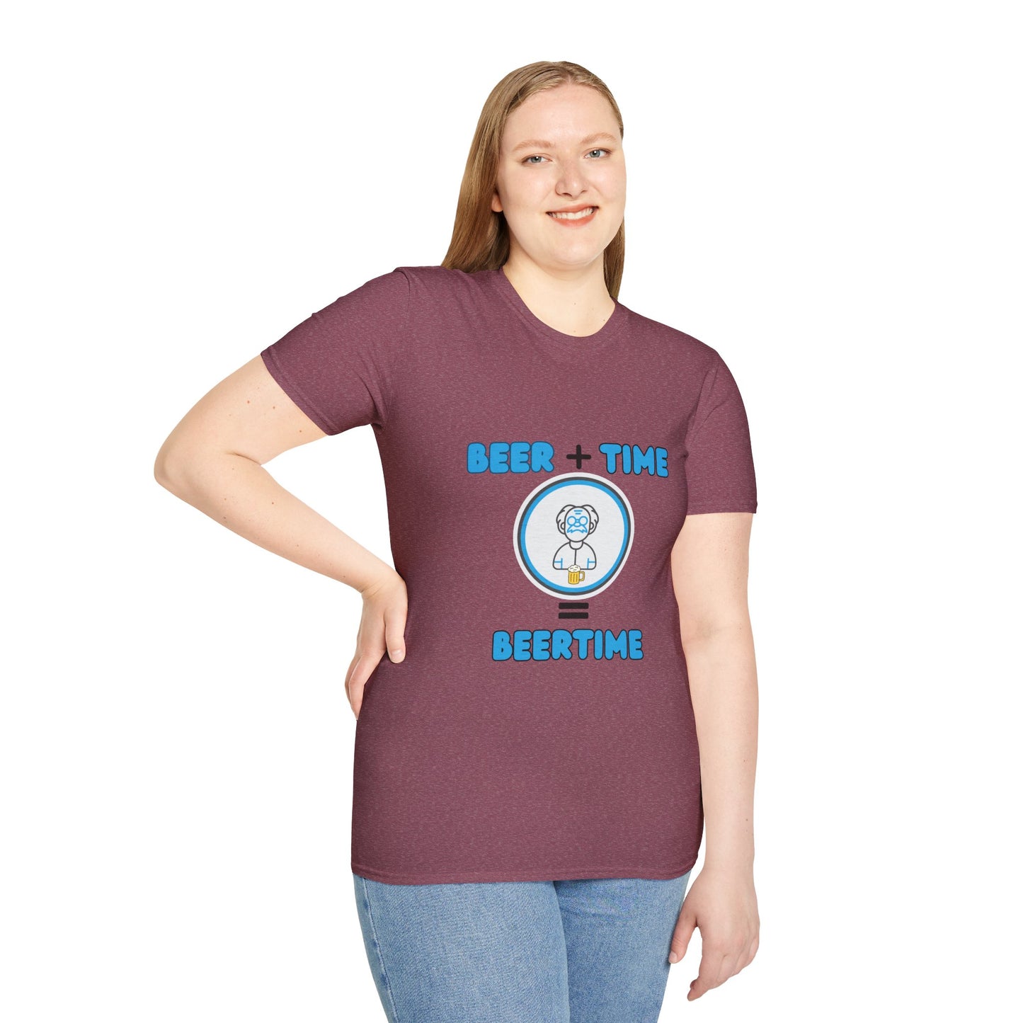 Beer Plus Time Equals Beertime Unisex T-Shirt, Fun Casual Tee, Gift for Beer Lovers, Perfect for Parties, Summer Barbecues, Comfortable Everyday Wear