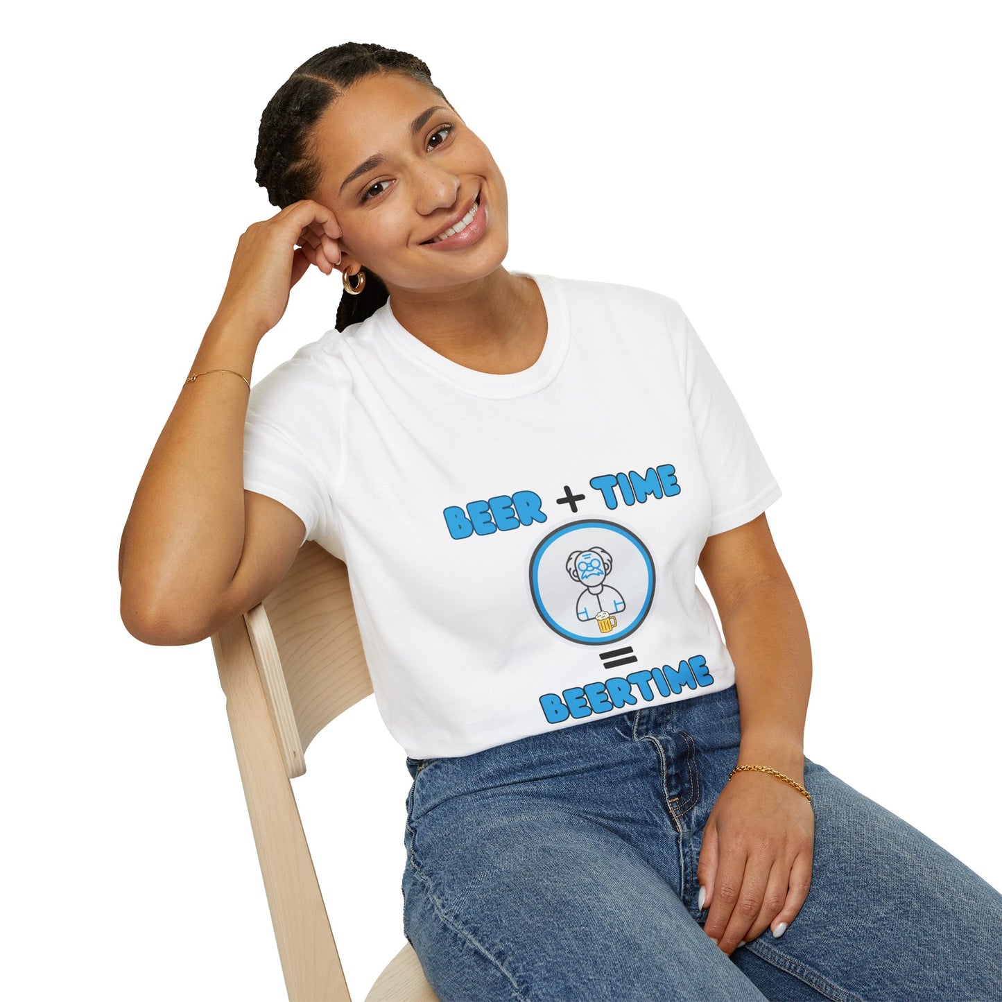Beer Plus Time Equals Beertime Unisex T-Shirt, Fun Casual Tee, Gift for Beer Lovers, Perfect for Parties, Summer Barbecues, Comfortable Everyday Wear