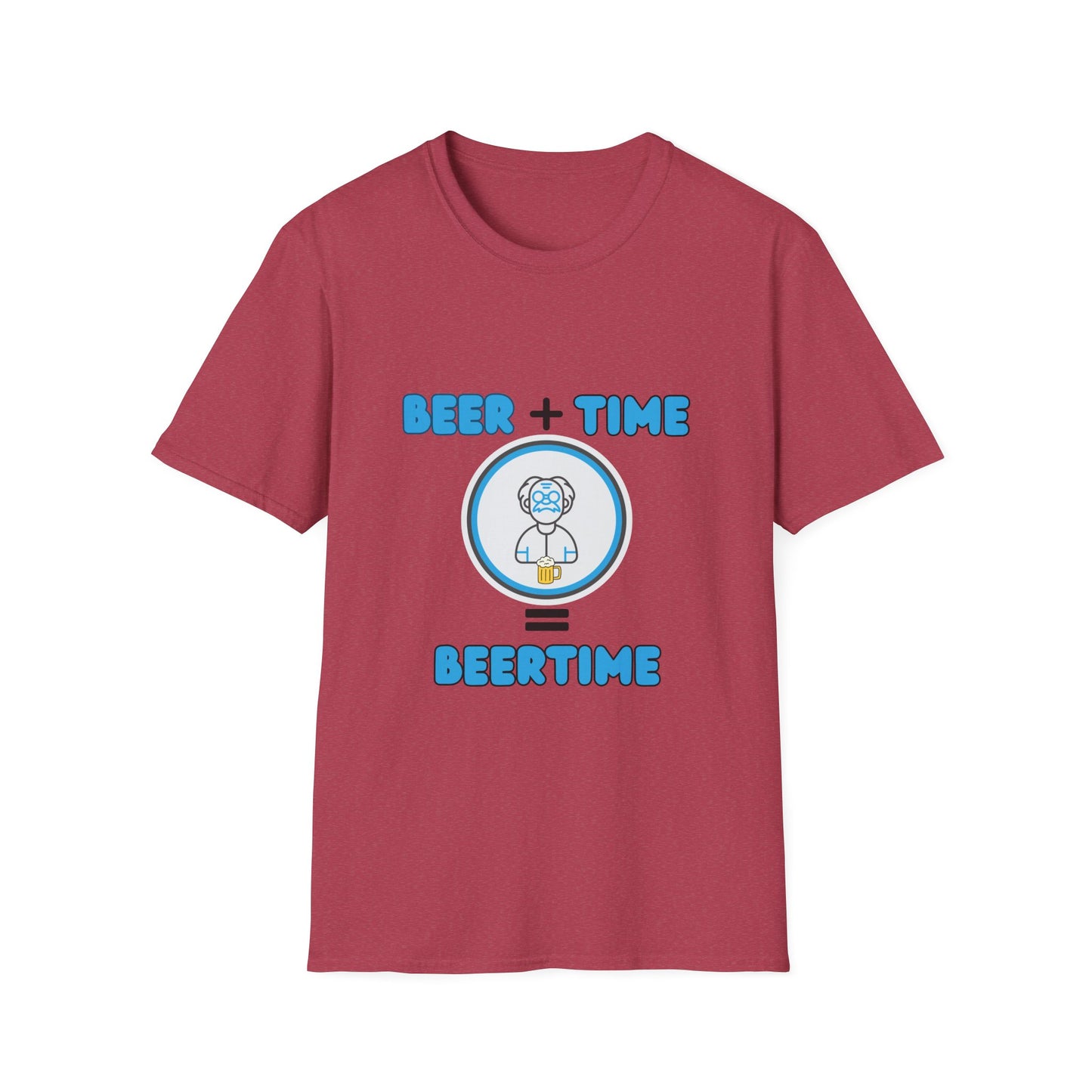 Beer Plus Time Equals Beertime Unisex T-Shirt, Fun Casual Tee, Gift for Beer Lovers, Perfect for Parties, Summer Barbecues, Comfortable Everyday Wear
