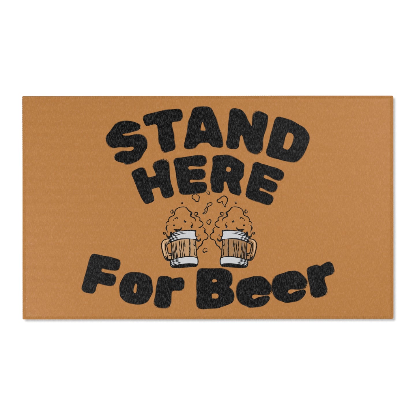 Beer Lovers Area Rug - Stand Here for Beer, Home Bar Decor, Fun Kitchen Mat, Perfect Gift for Beer Enthusiasts, Party Accessories