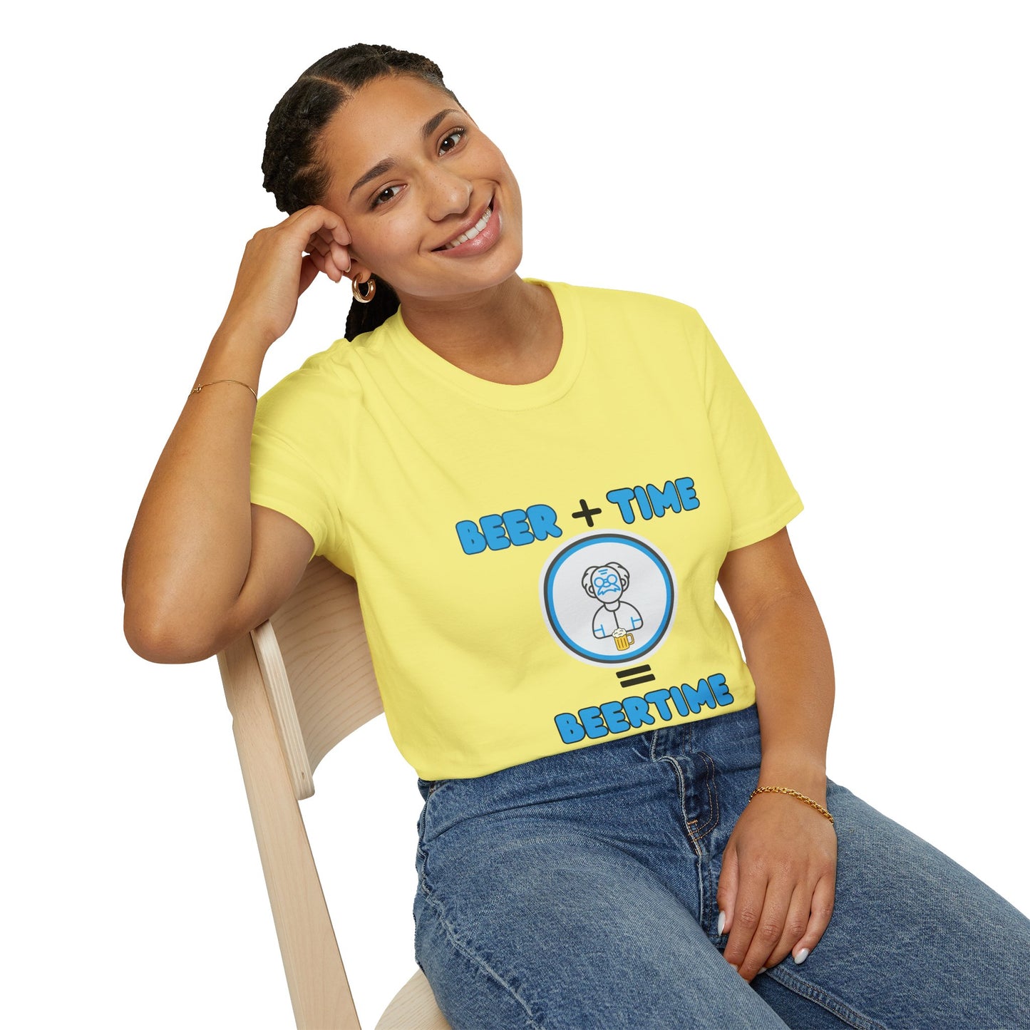 Beer Plus Time Equals Beertime Unisex T-Shirt, Fun Casual Tee, Gift for Beer Lovers, Perfect for Parties, Summer Barbecues, Comfortable Everyday Wear