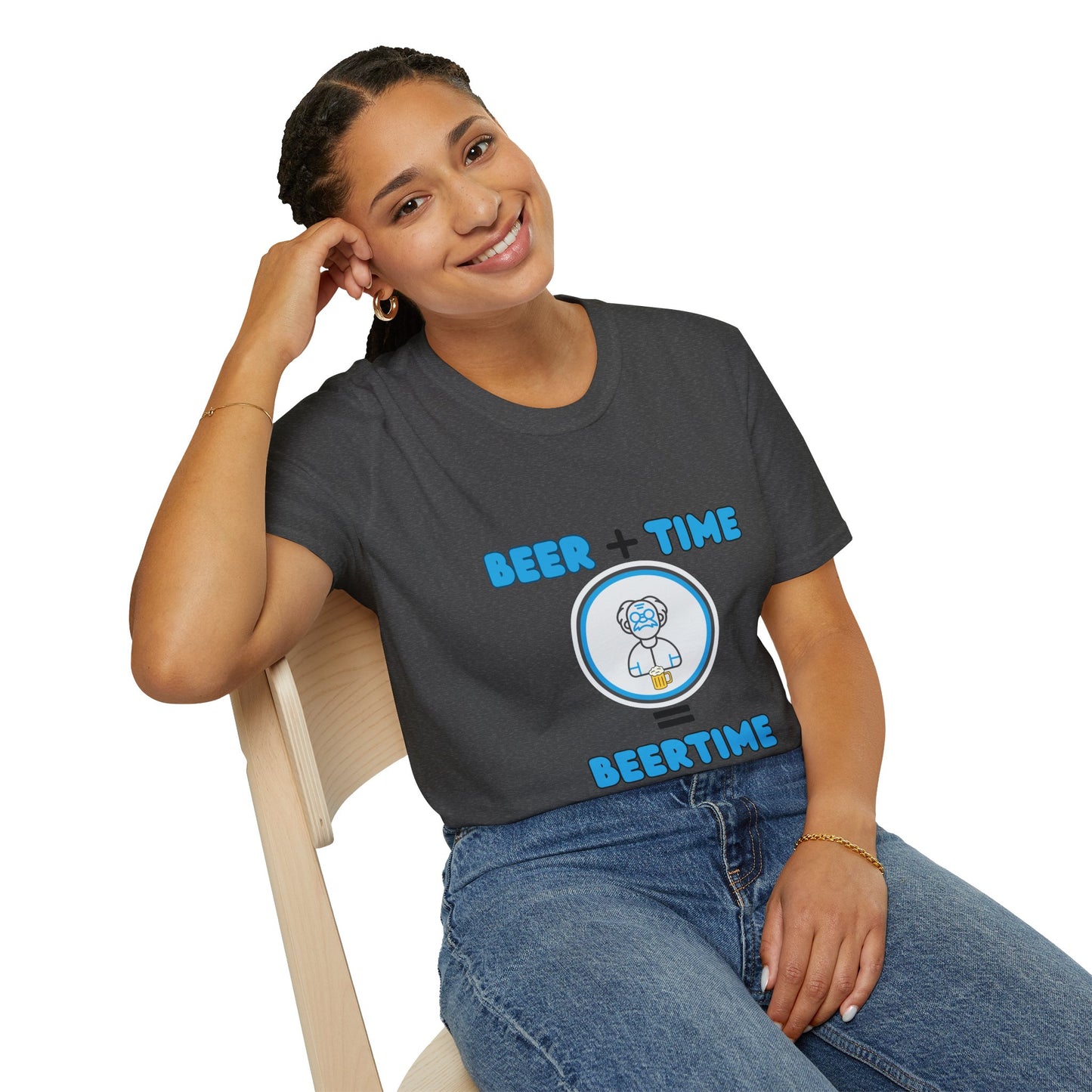 Beer Plus Time Equals Beertime Unisex T-Shirt, Fun Casual Tee, Gift for Beer Lovers, Perfect for Parties, Summer Barbecues, Comfortable Everyday Wear