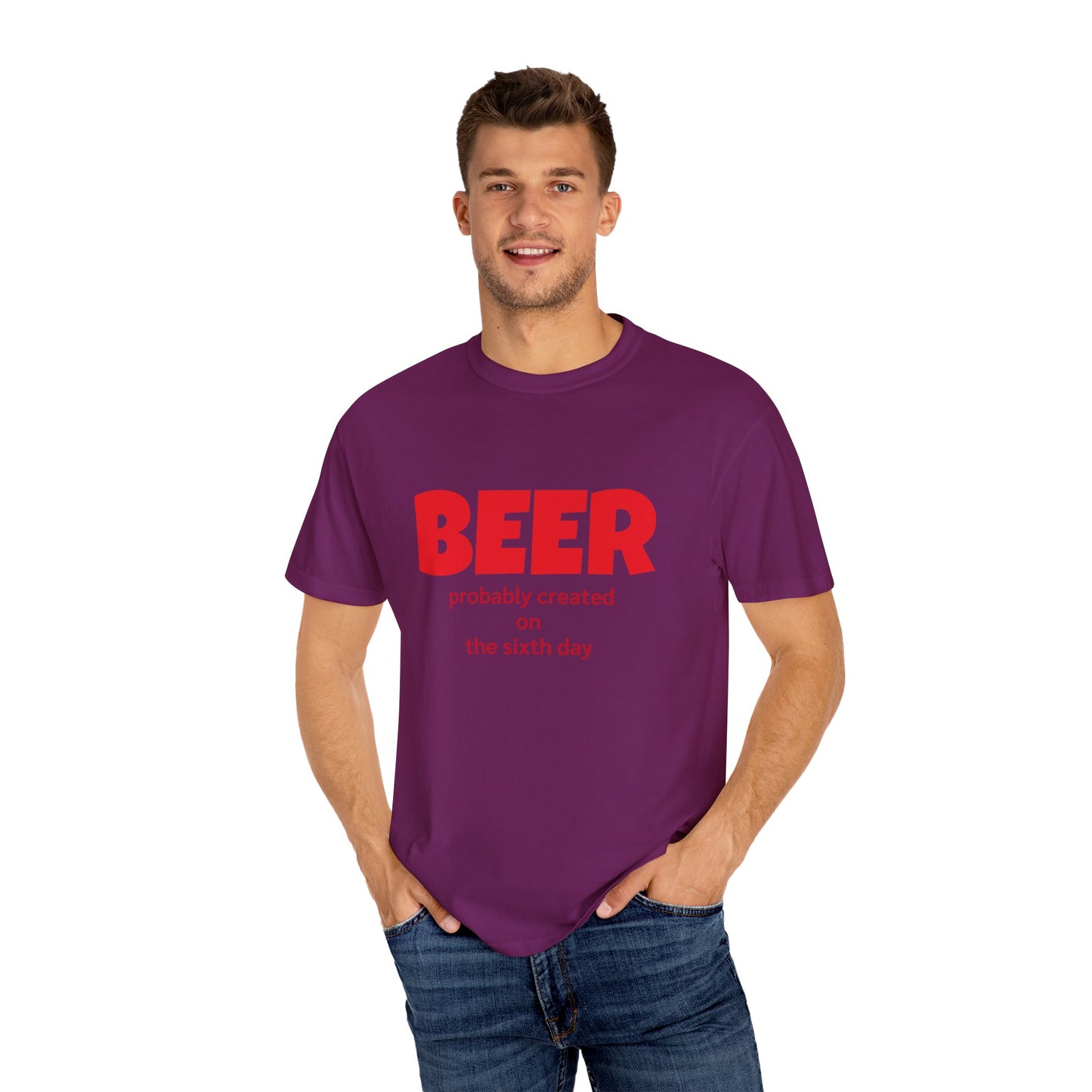 Beer-Themed Unisex Garment-Dyed T-shirt, Funny Beer Gift, Casual Tee for Beer Lovers, Christian Humor Shirt, Perfect for Parties