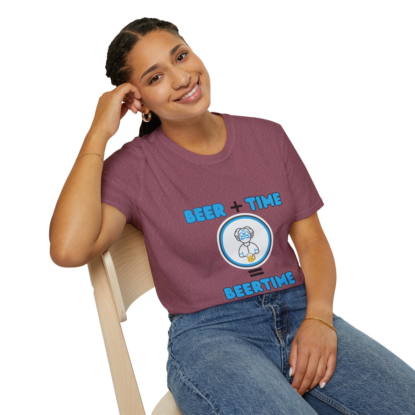 Beer Plus Time Equals Beertime Unisex T-Shirt, Fun Casual Tee, Gift for Beer Lovers, Perfect for Parties, Summer Barbecues, Comfortable Everyday Wear