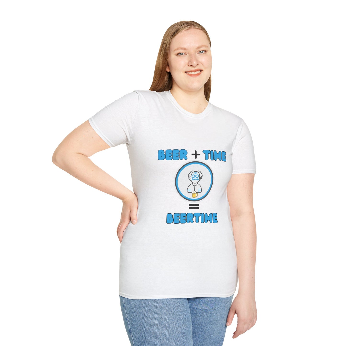 Beer Plus Time Equals Beertime Unisex T-Shirt, Fun Casual Tee, Gift for Beer Lovers, Perfect for Parties, Summer Barbecues, Comfortable Everyday Wear