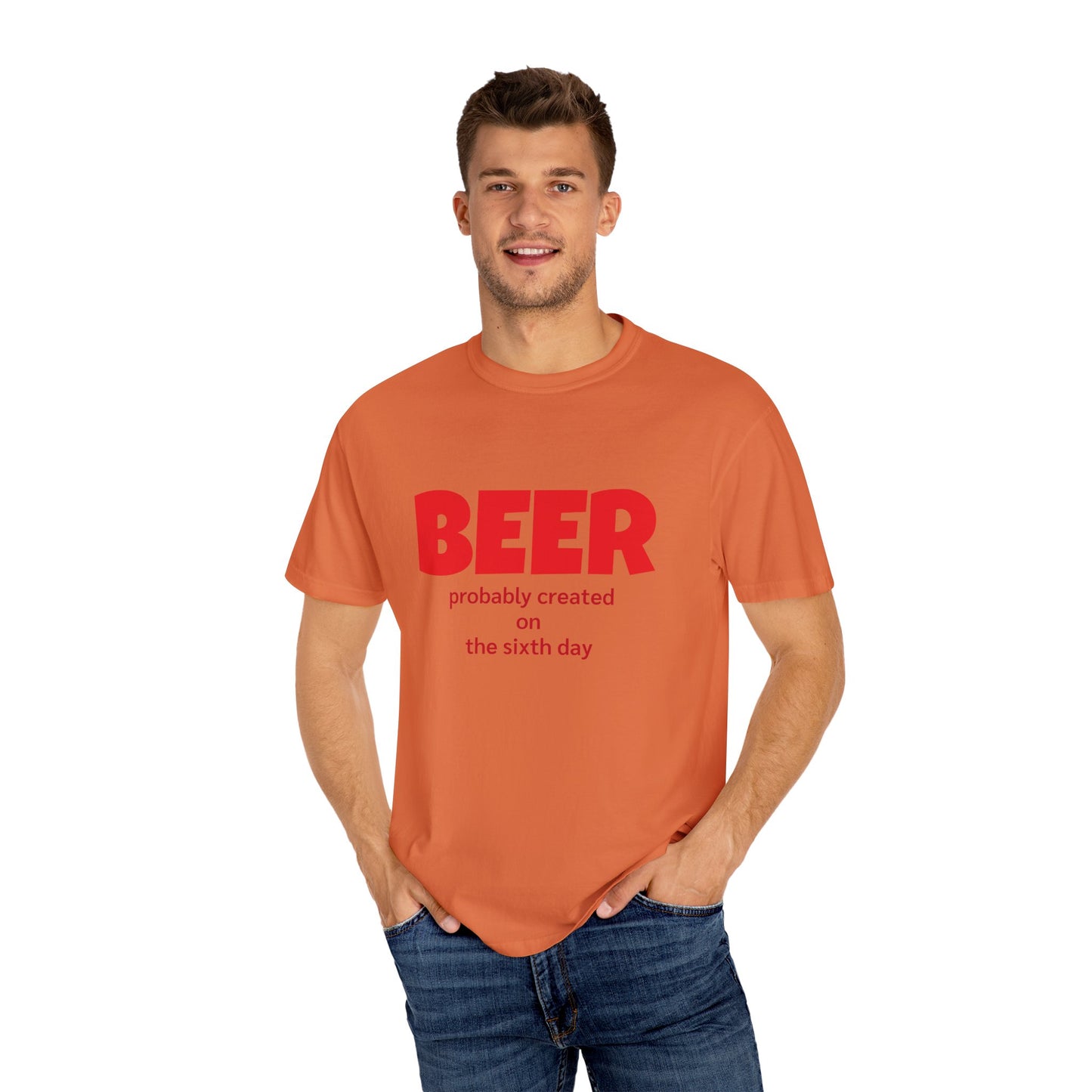 Beer-Themed Unisex Garment-Dyed T-shirt, Funny Beer Gift, Casual Tee for Beer Lovers, Christian Humor Shirt, Perfect for Parties