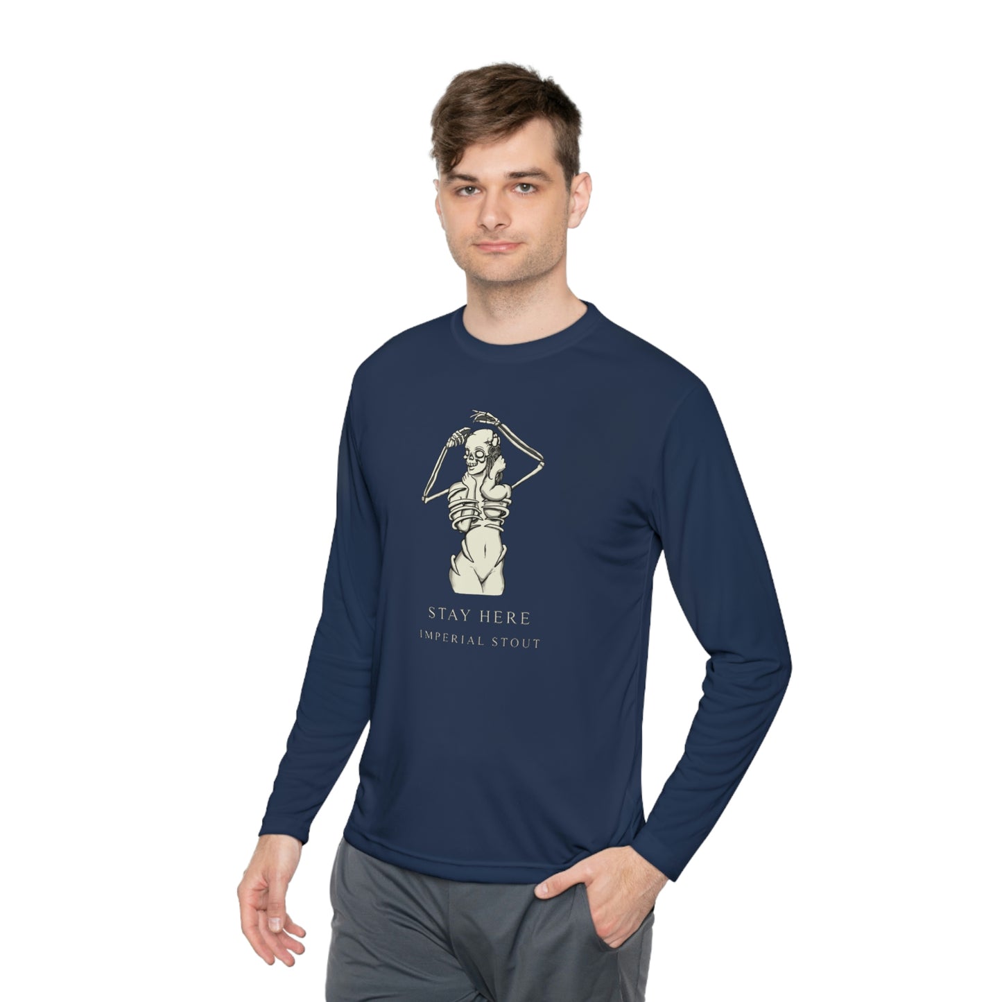 Stay Here Imperial Stout Unisex Lightweight Long Sleeve Tee