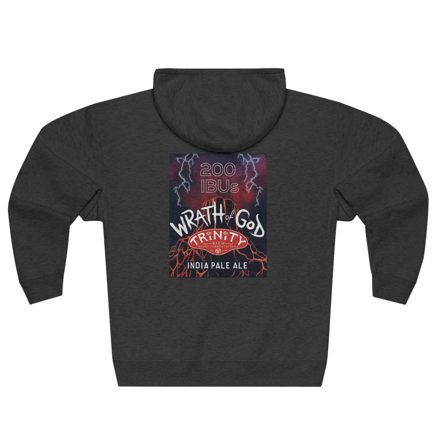 TRiNiTY Wrath of God 200IBU IPA (White Print) - Unisex Premium Full Zip Hoodie